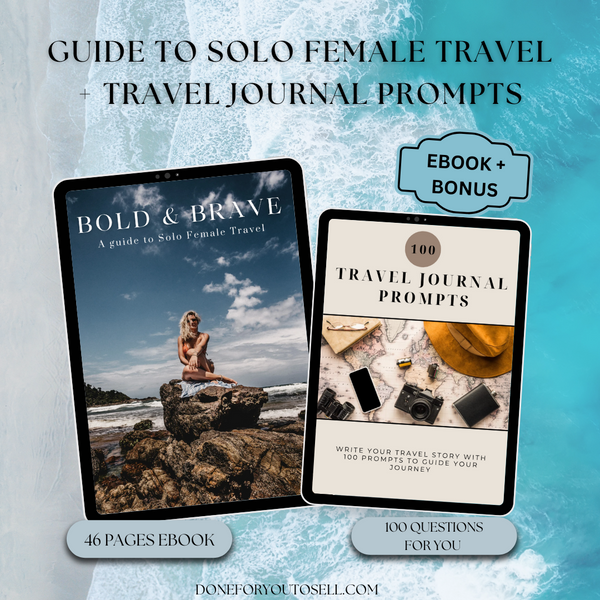 Solo Female Travel Guide + Travel Journal Prompts Bundle